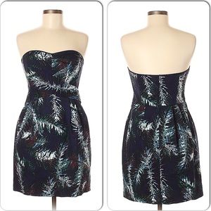 BCBG POCKETS Black strapless dress Fun print